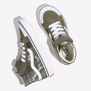 Vans Erkek Çocuk Velcro Ayakkabı Plaid Camo Sk8-Hi Reissue 138 V Mor/Beyaz | 55689-122